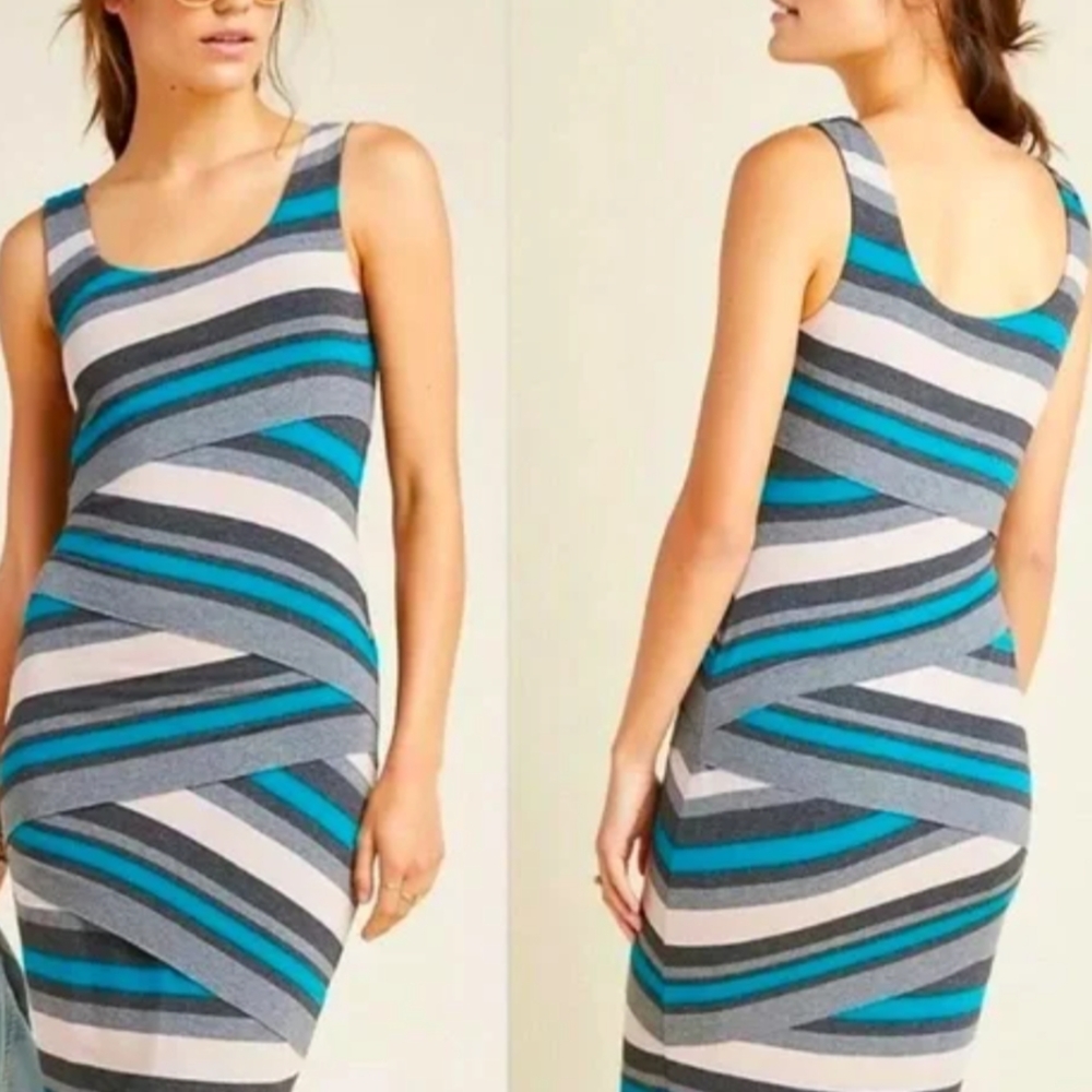 Bailey 44 Blue and Gray Bodycon Midi Dress